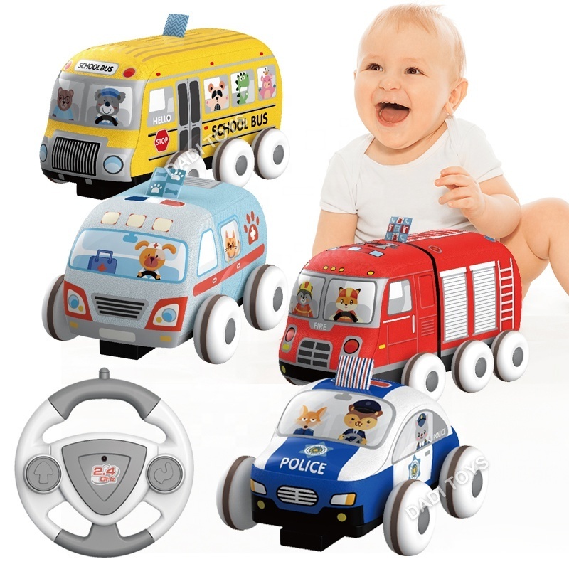 New Design Soft Washable Body Musical Remote Control Car Toy With Steering Wheel