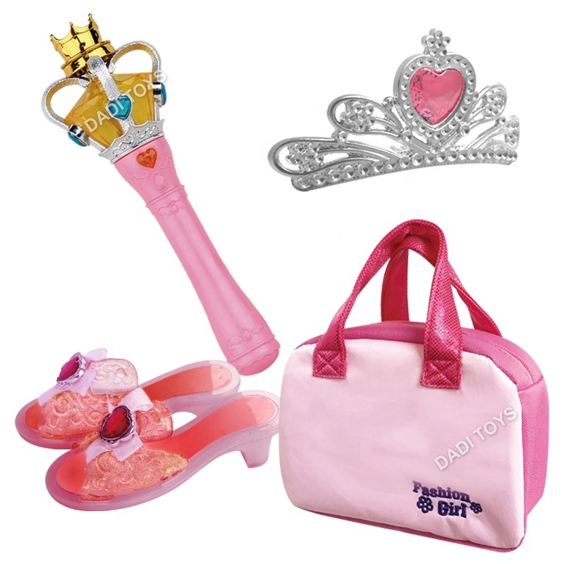 2023 Girls Fashion Pretend Play Princess Beauty Set Toy With Crown stick & Crown pin