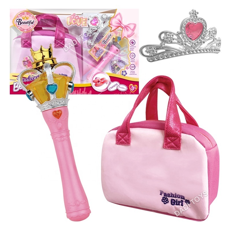 2023 Girls Fashion Pretend Play Princess Beauty Set Toy With Crown stick & Crown pin