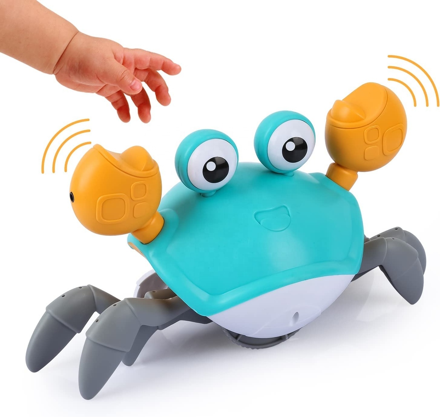 DADI 2023 Summer Pull Walking Electronic Tummy Time Crab Dancing Green Crawling Crab Baby Toy Crab Toy For Baby Kid 6-12 Months