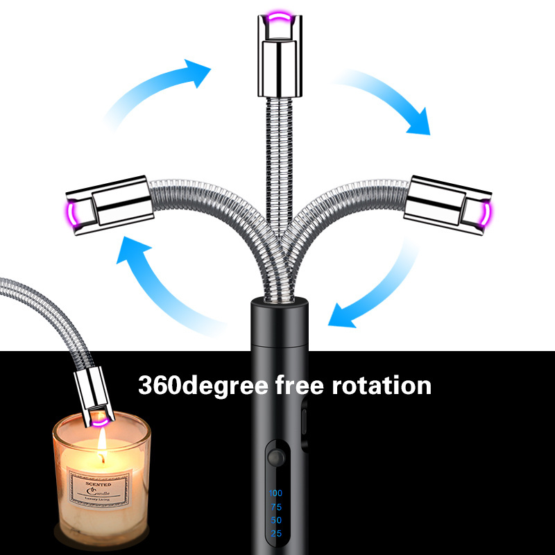 Custom Powerful Electric Candle Lighter Multi Purpose Rechargeable Scented Lighters with Replaceable Battery for Camping