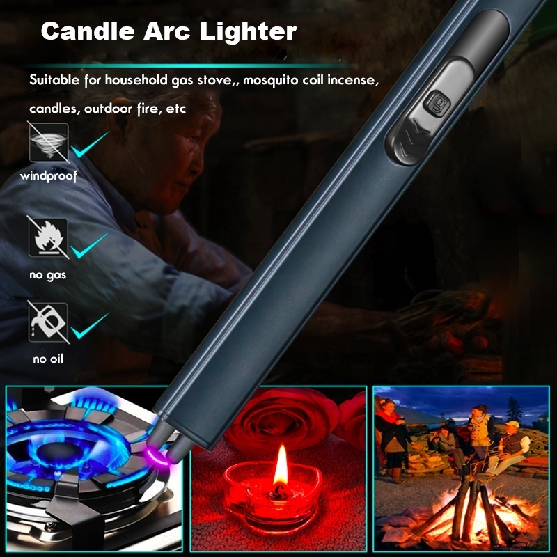 Long Stick Electric Rechargeable Plasma Electronic Candle Lighter,Custom Logo Plasma Electric BBQ Lighter USB