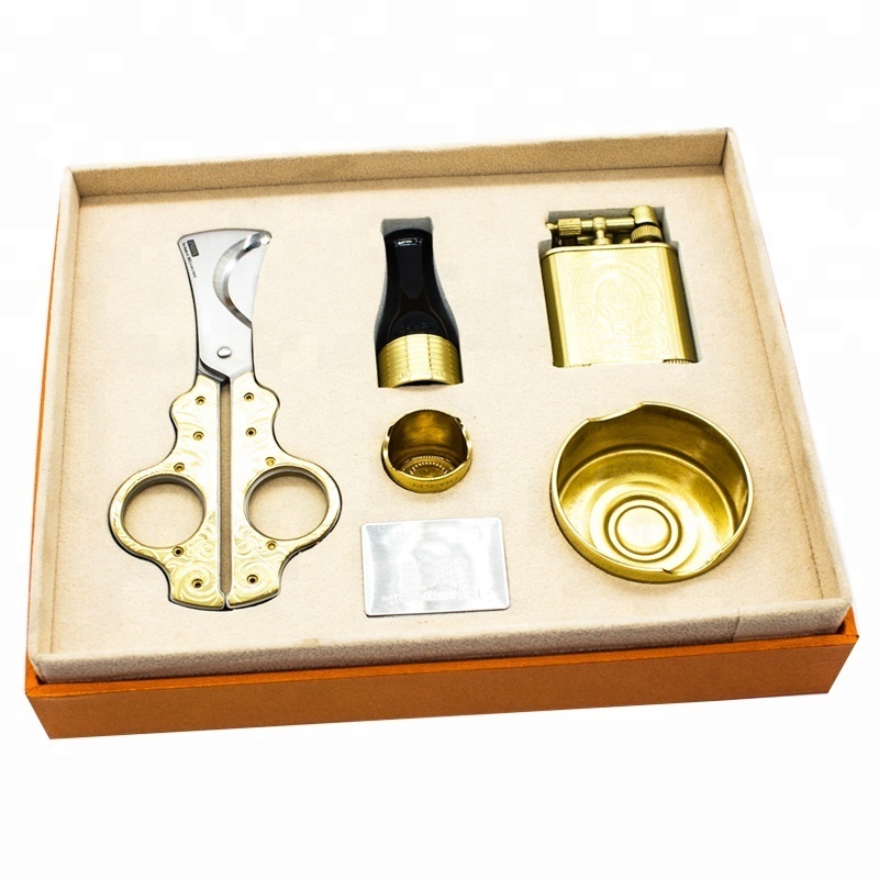 Cigar Lighter Cutter Portable Ashtray Accessories Set