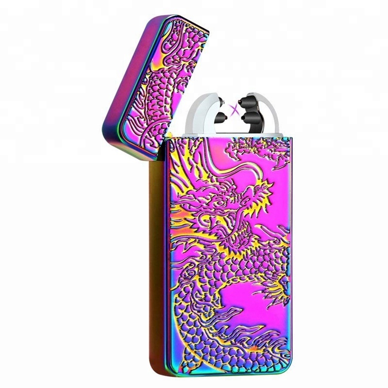 Lighter Electric Usb Metal,Flameless Rechargeable Plasma Gold Dragon Lighter,Unique Cigarette Lighters Wholesale