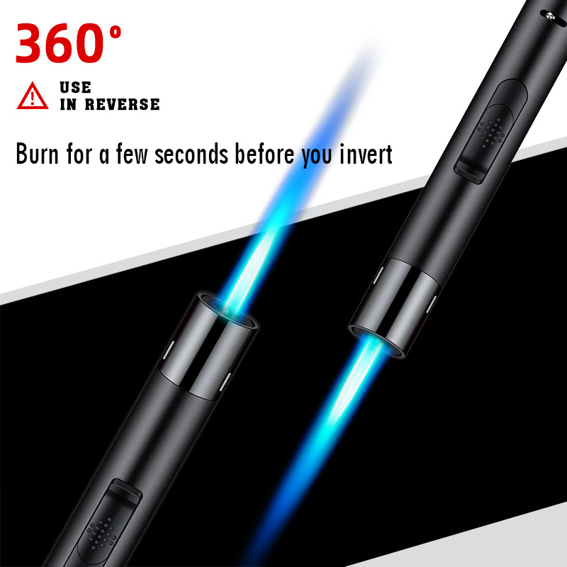 Factory Direct Supply Windproof Straight Torch Blue Flame Lighter,Refillable Gas Jet Flame Butane Cigar Torch Lighter