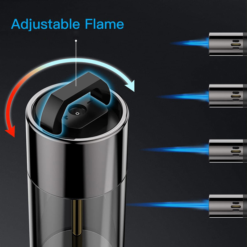 Factory Direct Supply Windproof Straight Torch Blue Flame Lighter,Refillable Gas Jet Flame Butane Cigar Torch Lighter