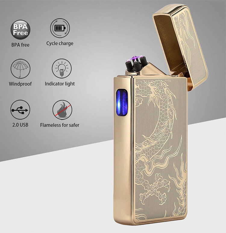 Factory Price Wind proof Silver Battery Electronic Plasma Lighter USB Rechargeable,Custom Logo Metal Lighters Cheap Wholesale