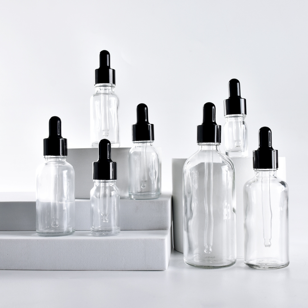 5ml 10ml 15ml 20ml 30ml 50ml 100ml Empty Clear Essential Oil Glass Bottle Dropper Bottle With Fine Top Glass Serum Container