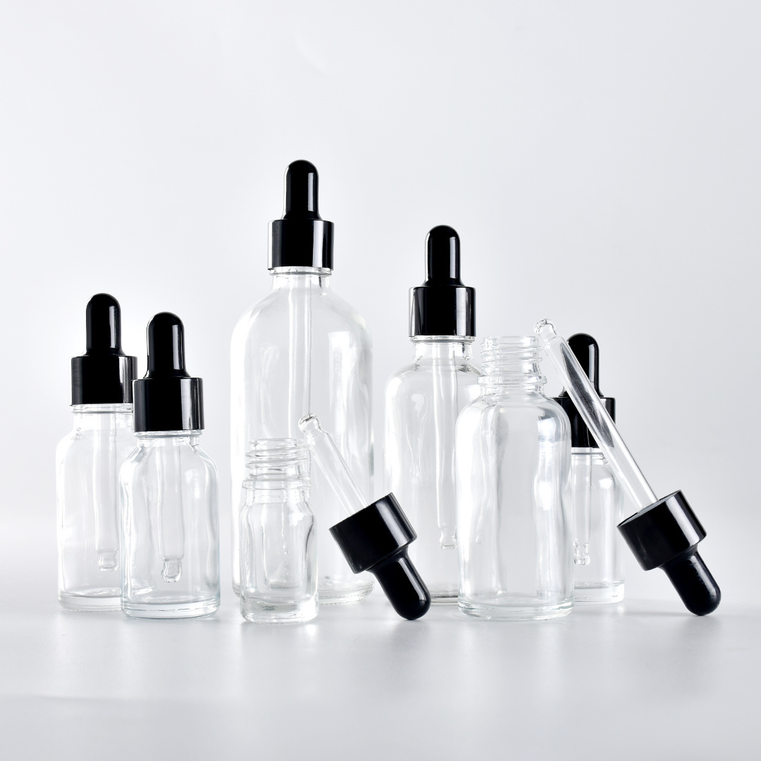 5ml 10ml 15ml 20ml 30ml 50ml 100ml Empty Clear Essential Oil Glass Bottle Dropper Bottle With Fine Top Glass Serum Container