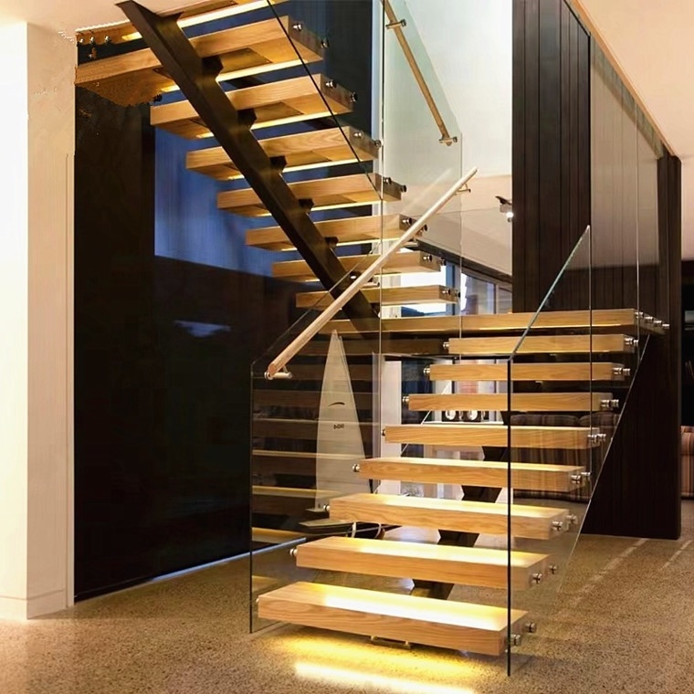 Easy-to-Install Stringer Staircase with Minimalist Design and Anti-Slip Treads