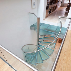 Hot Sale Zovee Customized Luxury Glass Staircase manufacture/Glass spiral staircase /stainless steel handrail