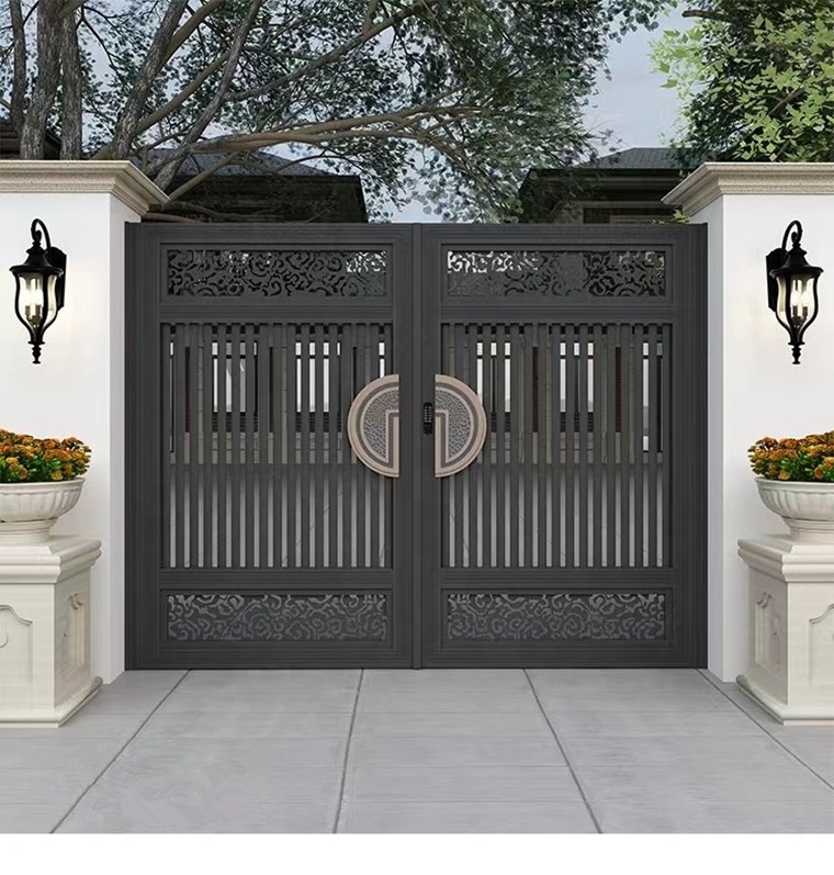 Outside decoration black entrance double stainless steel door design wrought iron house front home door main entrance doors