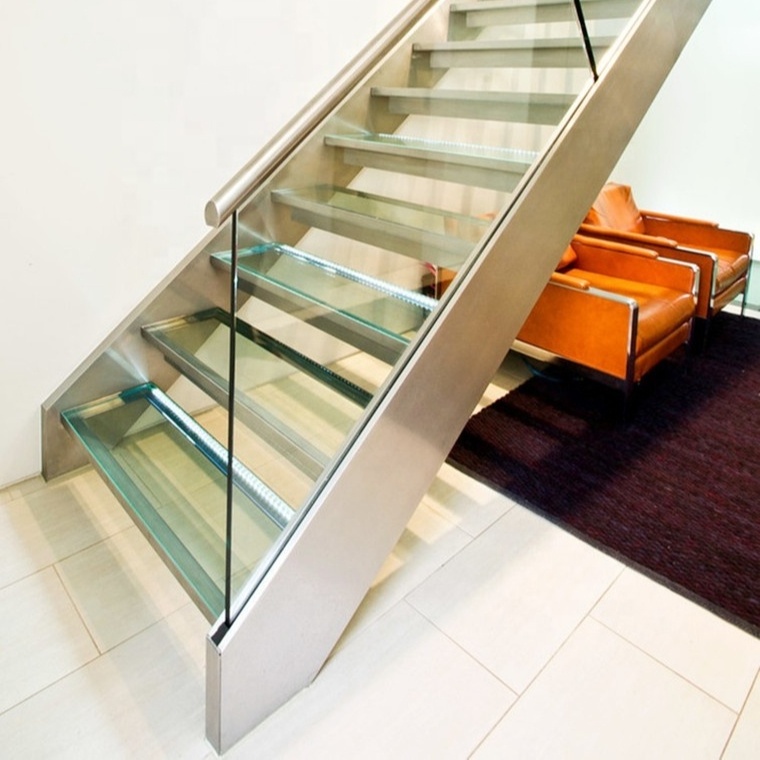 indoor Floating Stairs with glass balustrade metal staircase  diy floating  metal outdoor commercial metal stairs