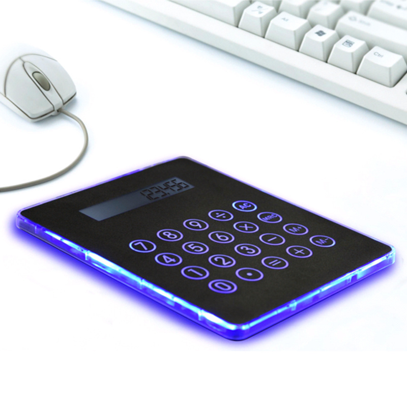 Super slim MousePad Calculator with 4 USB Hubs and Blue Mood Light