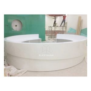 Design and customization high end modern white reception desk semi circular shopping mall