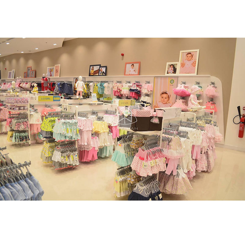 Fancy Kids Store Design Children Clothes Shelves Shop Furniture Display Clothing Hanging Rack