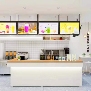 Commercial Juice Drink Showcase Bubble Tea Kiosk Fast Food Counter