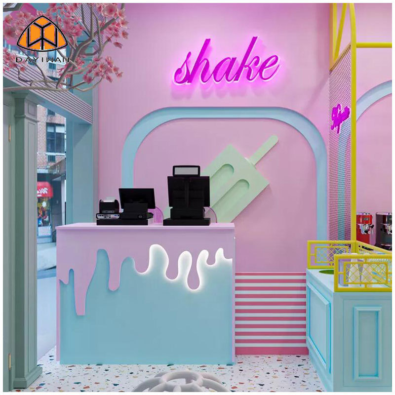 professional team offer free  interior design ice cream shop decor tea shop furniture