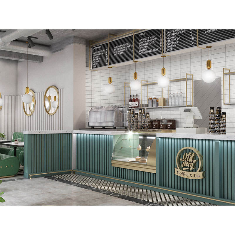 Coffee Shop Bakery Interior Designs Decoration Solid Surface Fast Food Display Counter For Restaurant