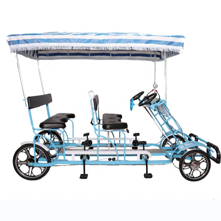 Fun Surrey Bike Tandem Bicycle for Sale Rental Fashion Park Seaside Cycling Family Pedal Bike Adult Pedal Car Couple 4 Wheel 24