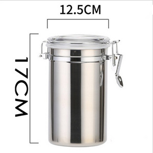 Kitchen Sealed Canister Jar Food Storage Container High Quality Stainless Steel 1800ML with Transparent Lid Camping Metal Cover