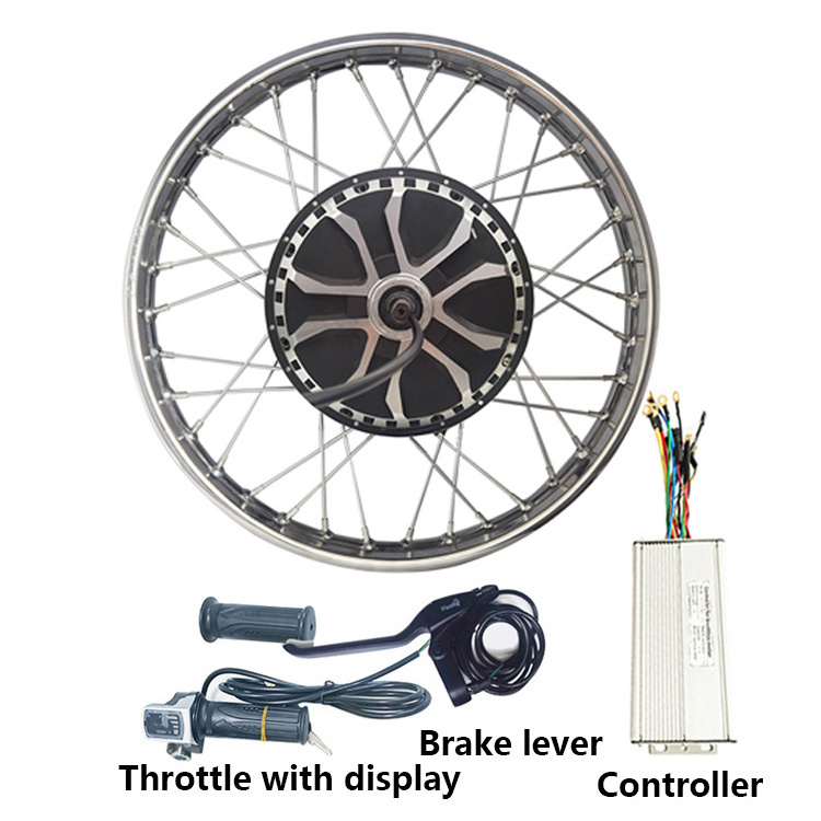 48V 1000W 1500W Brushless Gearless Right Drum Brake Electric Bike Motorcycle Spoke 17 Inch Wheel Hub Motor Conversion Kit