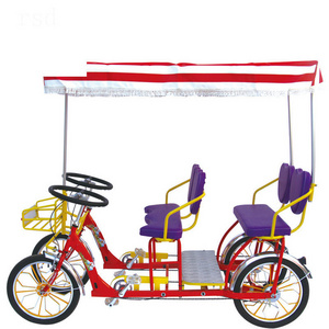 Family bike 4 people surrey bike tandem bicycle /four wheels bicycle for rental bikes/Touring Rental Used Surrey 4 Wheel Bike