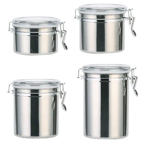 Kitchen Sealed Canister Jar Food Storage Container High Quality Stainless Steel 1800ML with Transparent Lid Camping Metal Cover