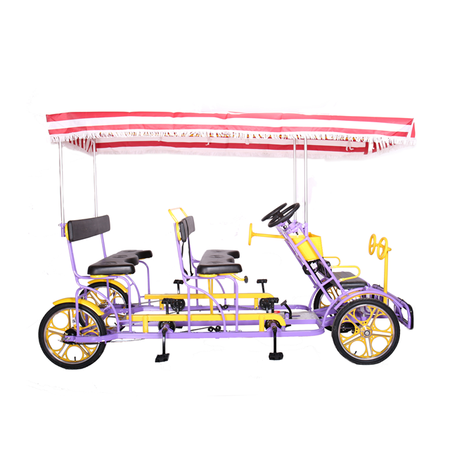 Fun Surrey Bike Tandem Bicycle for Sale Rental Fashion Park Seaside Cycling Family Pedal Bike Adult Pedal Car Couple 4 Wheel 24