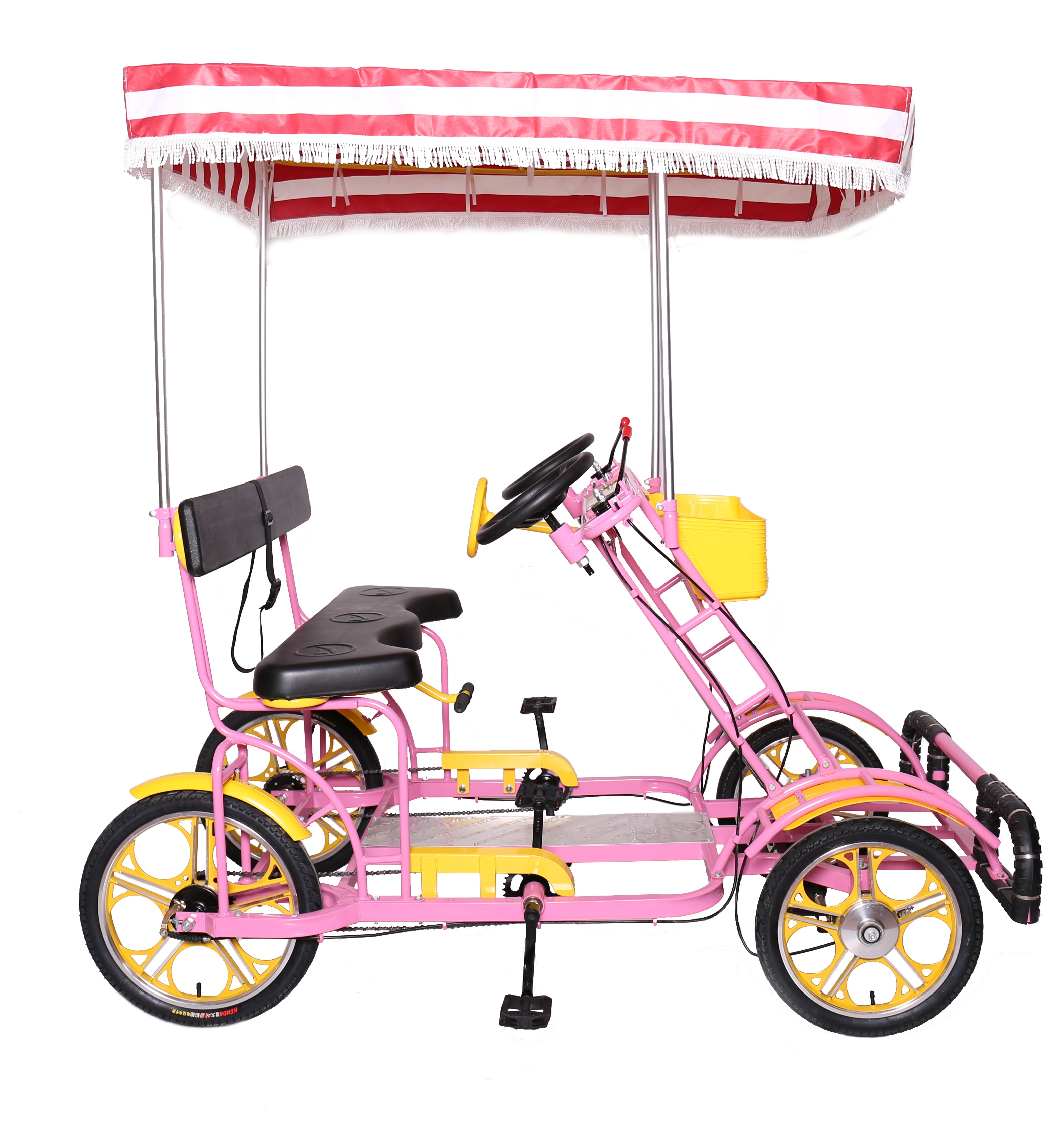 Fun Surrey Bike Tandem Bicycle for Sale Rental Fashion Park Seaside Cycling Family Pedal Bike Adult Pedal Car Couple 4 Wheel 24