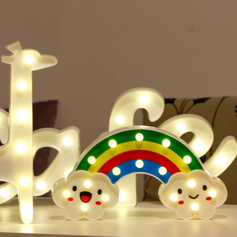 Christmas Customized Room Wedding Decorative Plastic LED Alphabet Marquee Sign Light flamingos pineapple cactus bulb lights