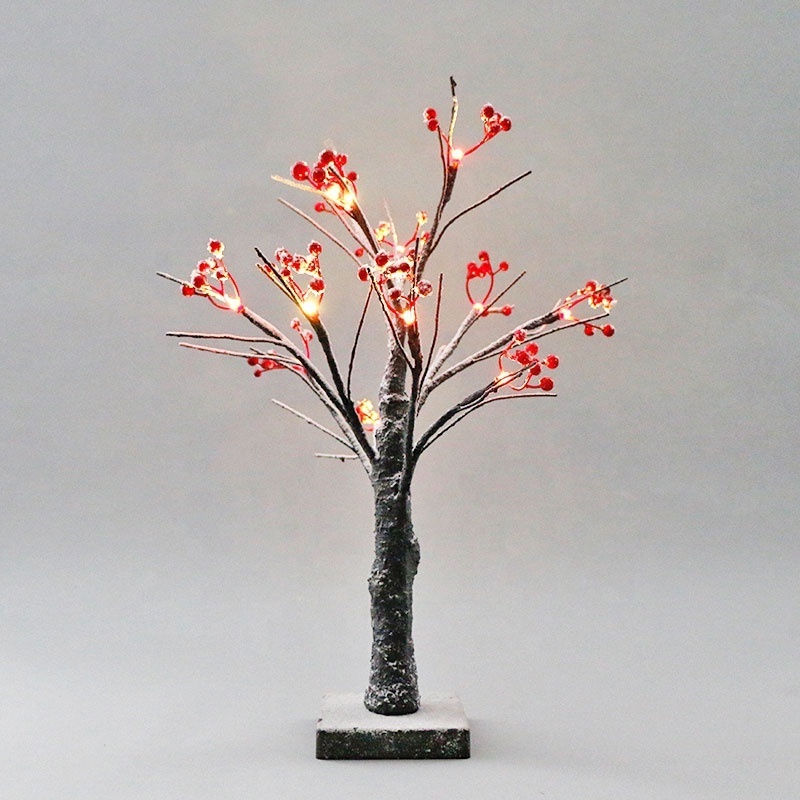 45cm festival artificial crystal fruit battery led snowing Christmas birch tree flower lights lamp