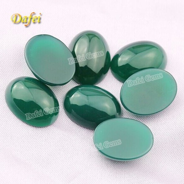 Hot Sale Oval Flat Bottom Cabochon Natural Green Agate