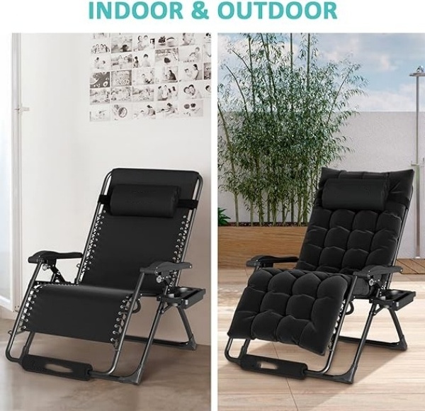 High Quality Lounge Chairs Portable Outdoor Comfortable Oversized Zero Gravity Lounge Chair with Cushion