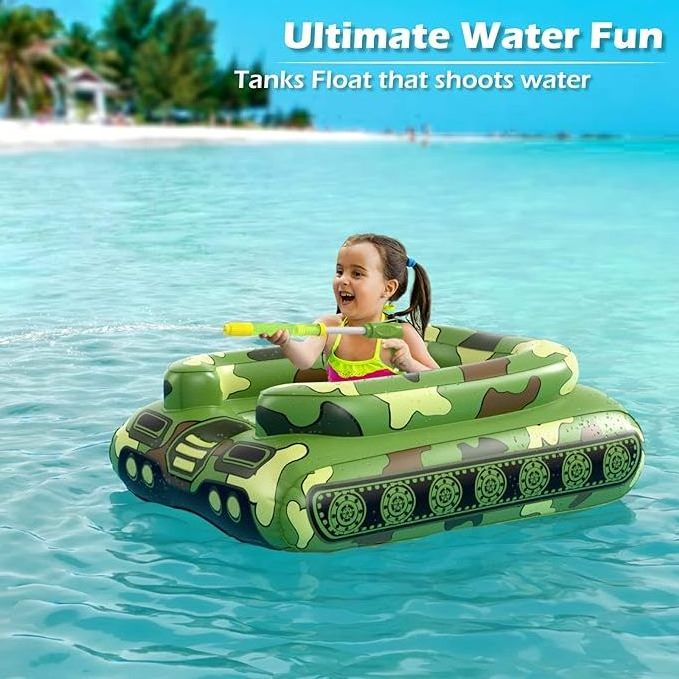 Hot Sale Factory Custom Inflatable Swimming Pool Water Mist Armored Vehicle Kid Summer PVC Inflatable Tank Pool