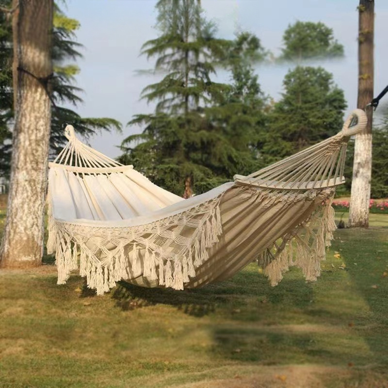 2023 Most Popular INS Tassel Bohemian Beach Hanging Chair Outdoor Camping Double Canvas Hammock