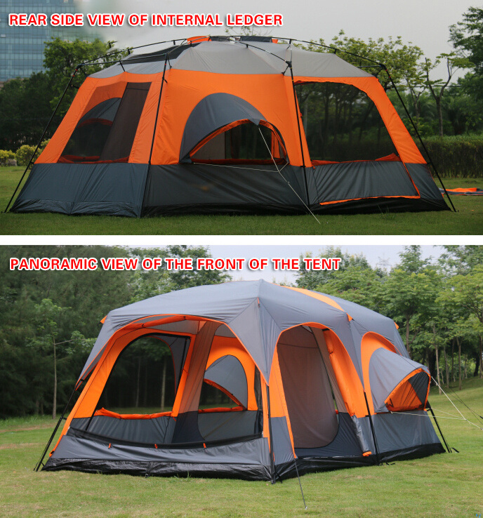 Manufactory Direct High Quality Tent With 2 Bedrooms 1 Living Room Tube Type Tent Stake Waterproof Family Tent For Outdoor