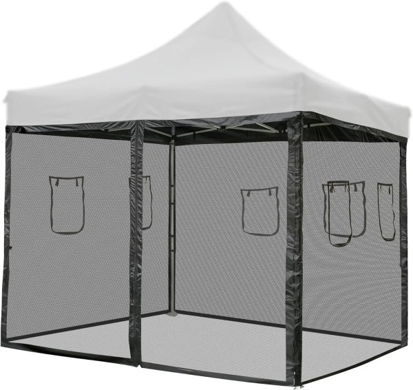 Rainproof Pop Up Canopy Full Mesh Sidewall with Window for 10x10' Outdoor Trade Show Tent