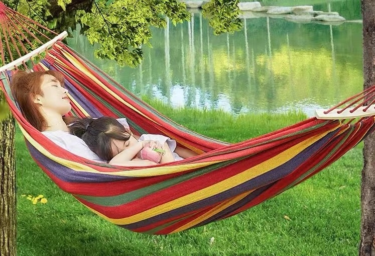 Camping Hammock Cotton Canvas For Garden Sports Home Travel Camping Swing Thick Canvas Hammock Tent