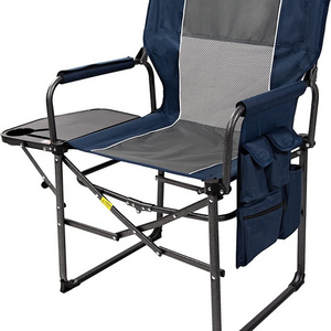 Outdoor Camping Lounge Chair Portable Camping Chair with Footrest Folding Storage Bag Headrest Mesh Recliner