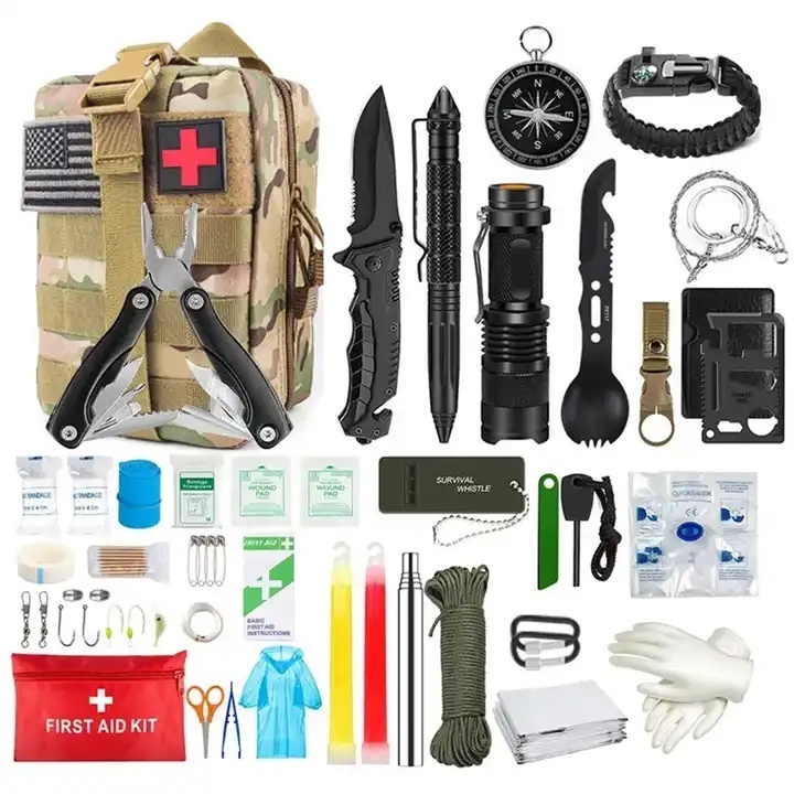 45 in 1 Survival Kit EDC Tactical Survival Equipment Tools First Aid Outdoor Emergency Gear Survival Kit