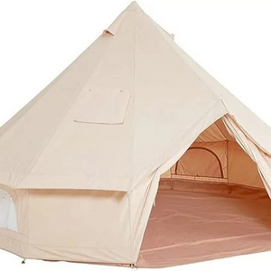 Canvas Tent Bell Tent Yurt with Stove Jack Zipped Removable Floor for Glamping  Winter Hot Camping  Stove Pyramid Tent