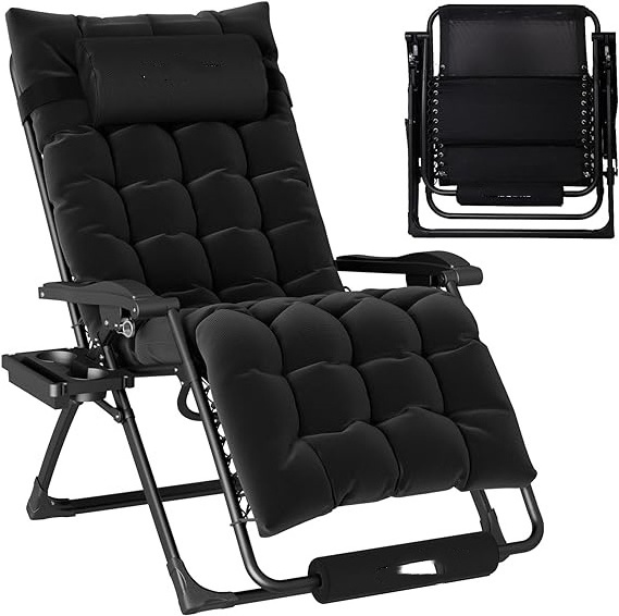 High Quality Lounge Chairs Portable Outdoor Comfortable Oversized Zero Gravity Lounge Chair with Cushion