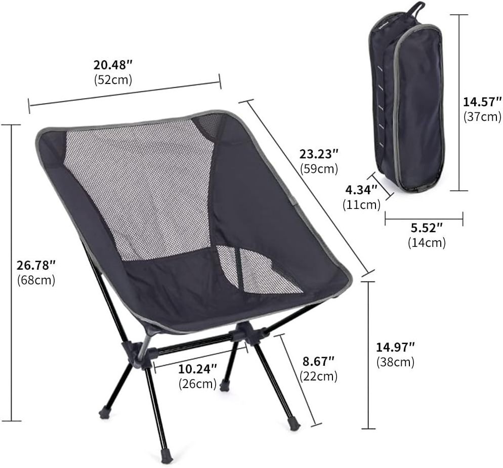 Outdoor Portable Folding Camping Chair Backpacking Chair Lightweight Chair with  Carring Bag for Camping Hiking Beach Fishing