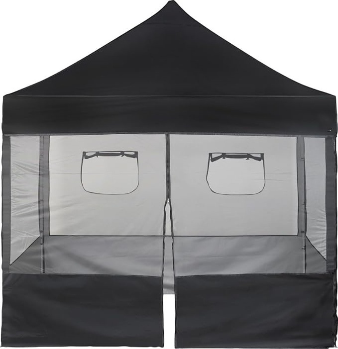 Rainproof Pop Up Canopy Full Mesh Sidewall with Window for 10x10' Outdoor Trade Show Tent