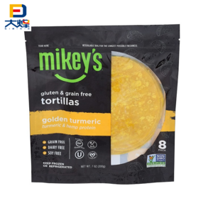 Laminated Plastic Material Printed Tortilla Packaging With Zipper Lock Clear Window