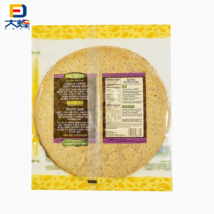 Laminated Plastic Material Printed Tortilla Packaging With Zipper Lock Clear Window