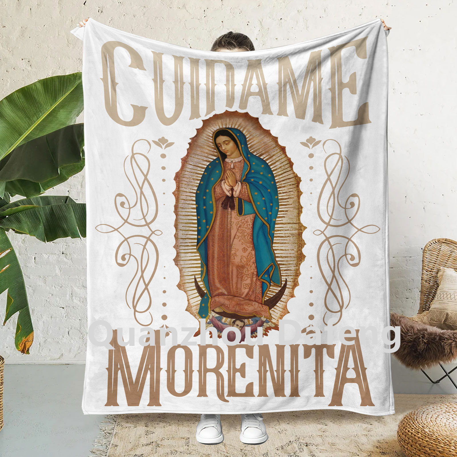 2024 HOT sell custom Printed Virgin Mary San Judas Tadeo 3D Sublimation fleece Flannel travel Mexican Christmas blankets