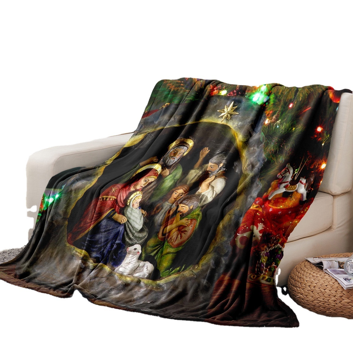 2024 HOT sell custom Printed Virgin Mary San Judas Tadeo 3D Sublimation fleece Flannel travel Mexican Christmas blankets