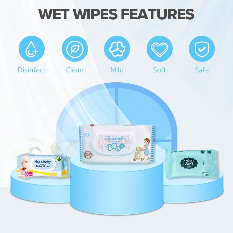 100% Biodegradable Flushable Material Organic Babys Toilet Tissue Wet Wipes for Baby